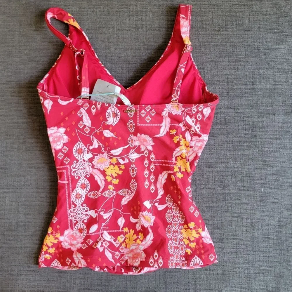 Sea Level Jardin Cross Front Style multi Cup fit Singlet Top - Red Size 6